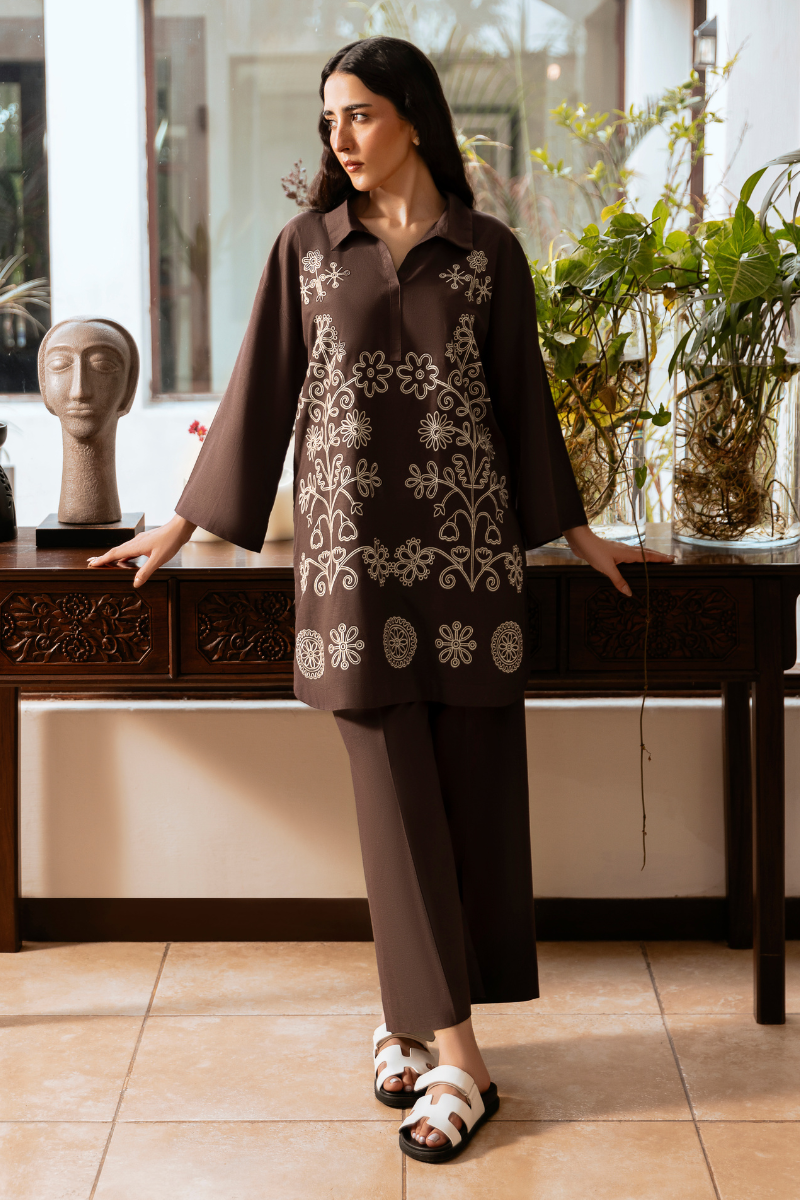 CHOCOLATE BROWN IRISH LINEN CO-ORD SET