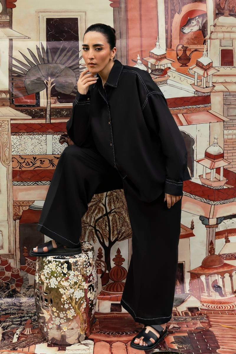 BLACK IRISH LINEN CO-ORD SET