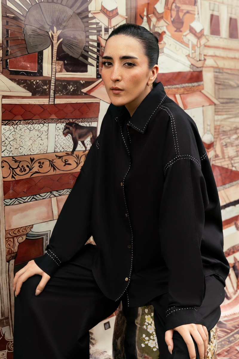 BLACK IRISH LINEN CO-ORD SET