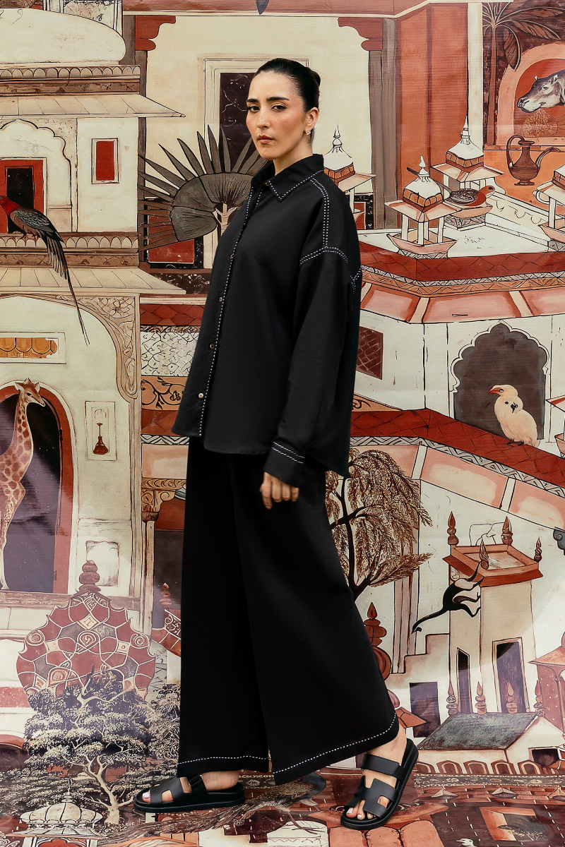 BLACK IRISH LINEN CO-ORD SET