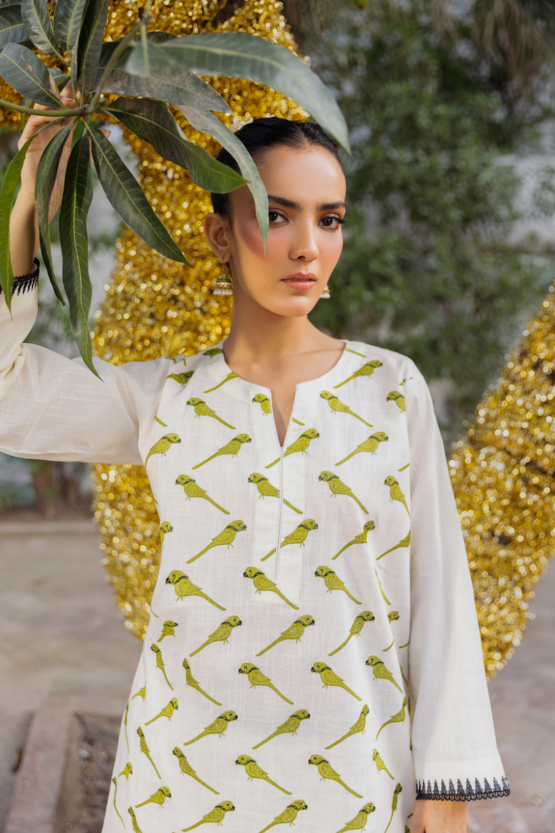 OFF-WHITE EMBROIDERED LAWN SET