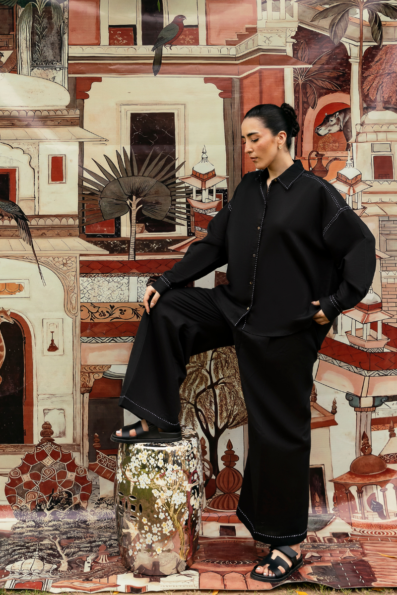 Black Linen Co-Ord Set