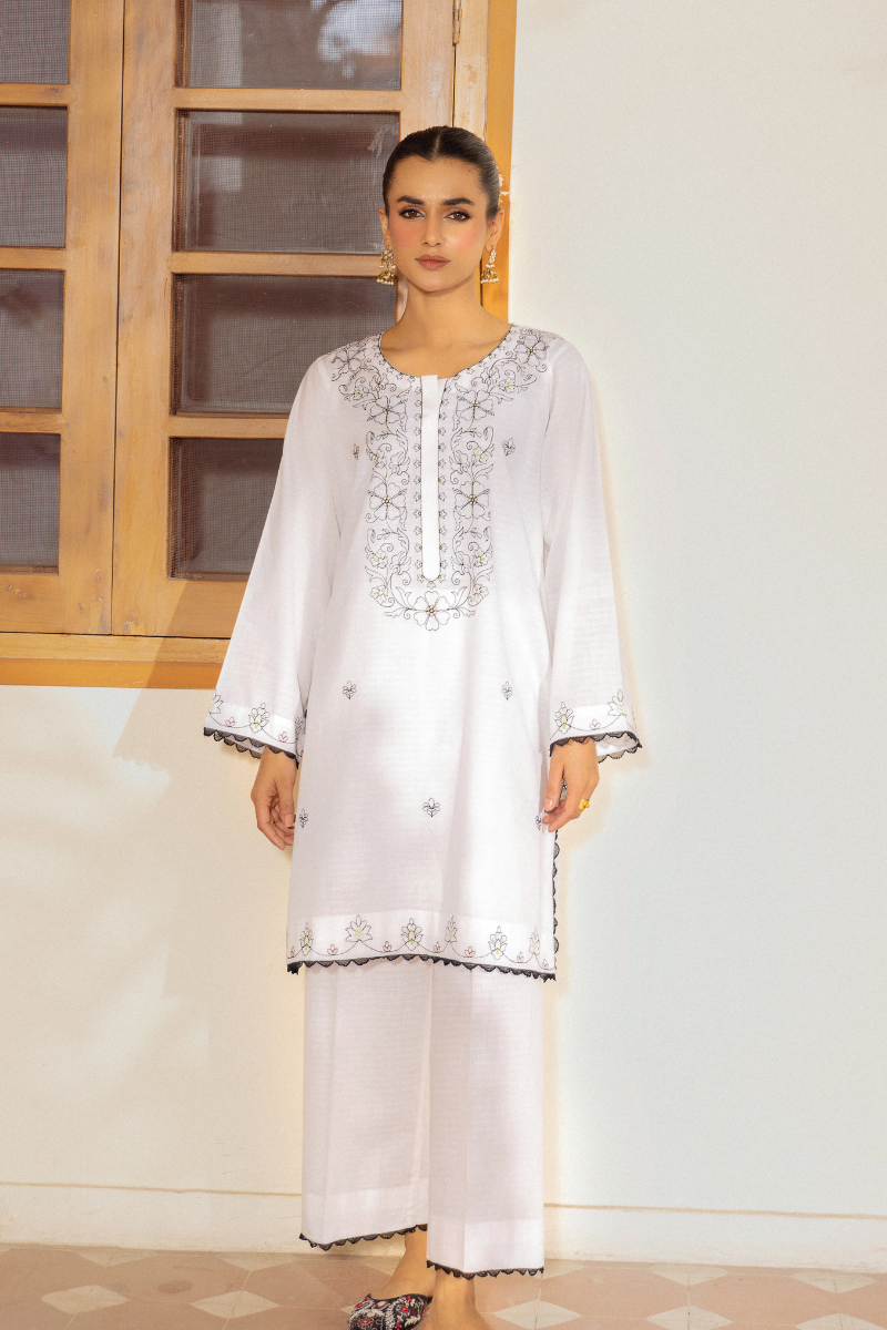 WHITE EMBROIDERED LAWN SET
