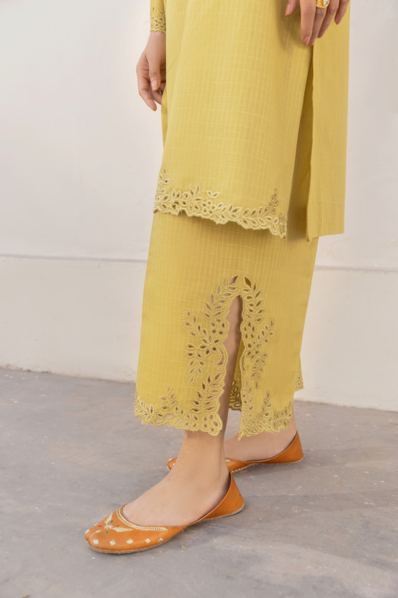 LIME GREEN EMBROIDERED LAWN SET