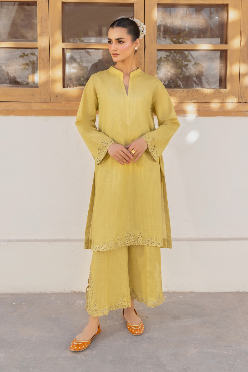 LIME GREEN EMBROIDERED LAWN SET