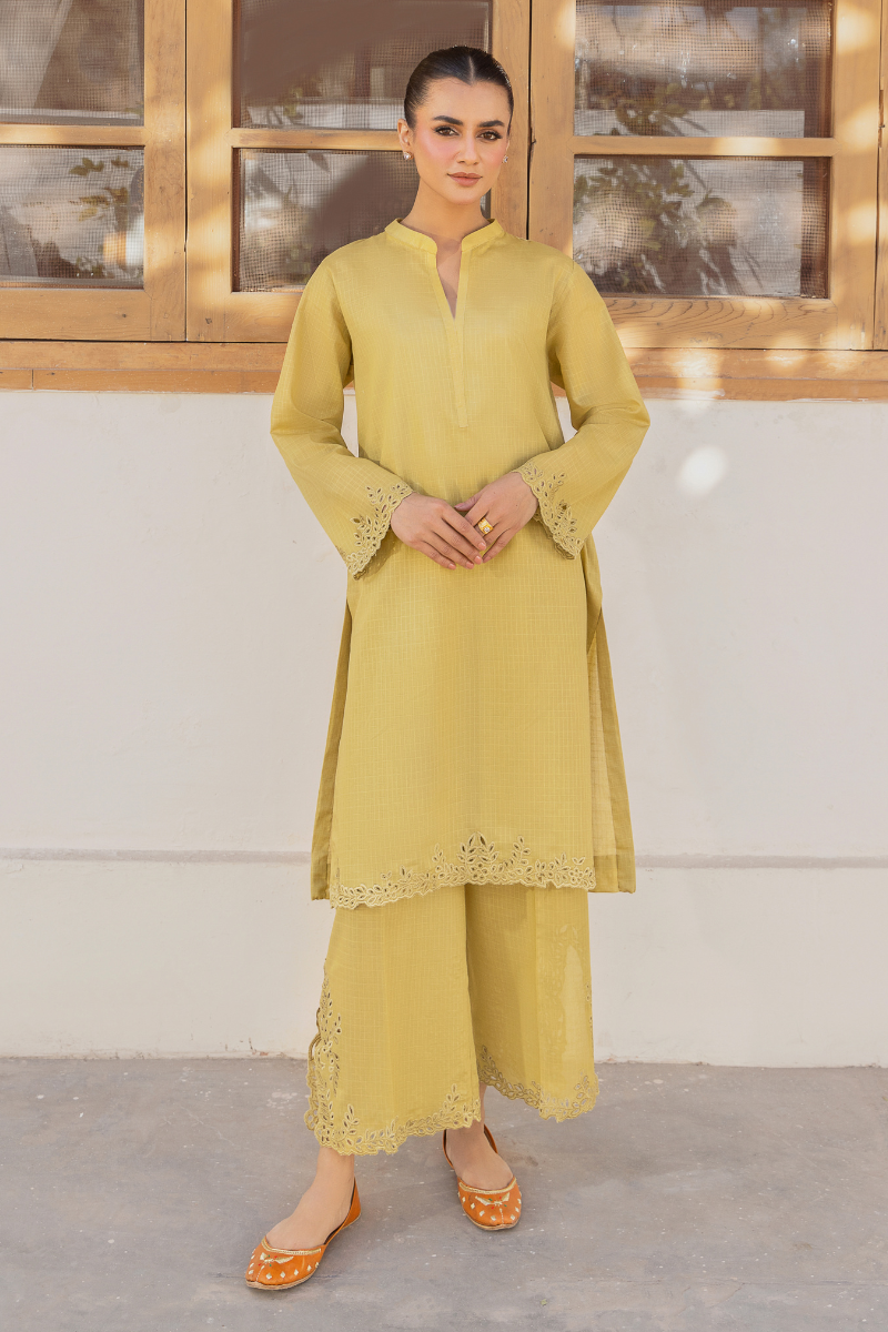 LIME GREEN EMBROIDERED LAWN SET