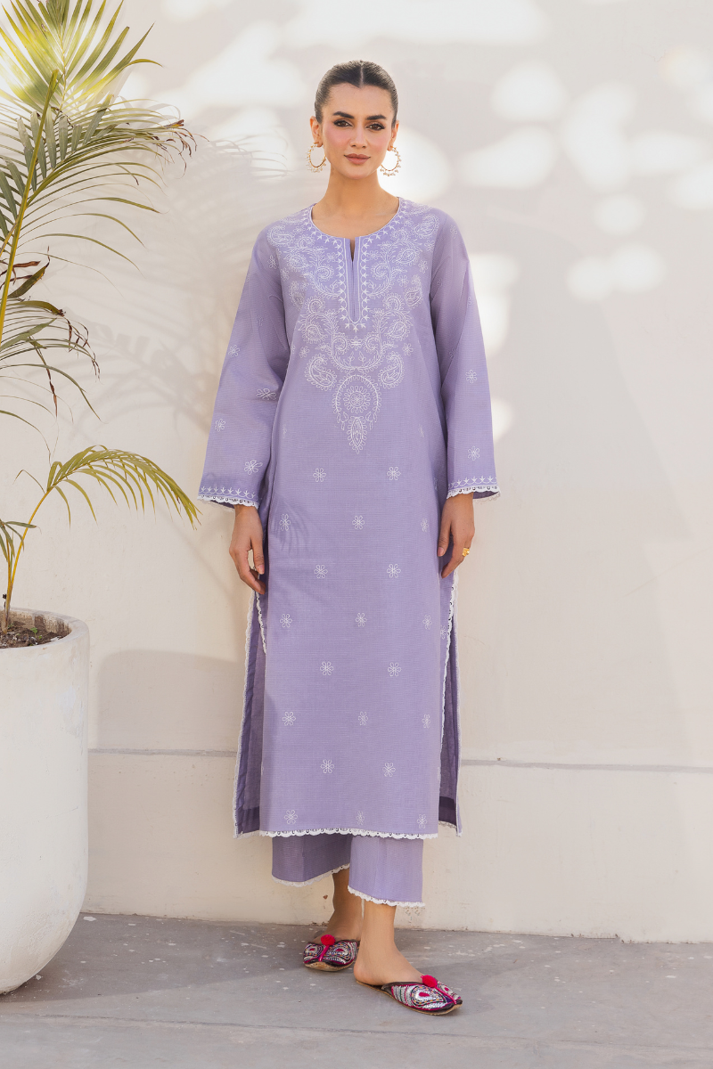 LILAC EMBROIDERED LAWN SET