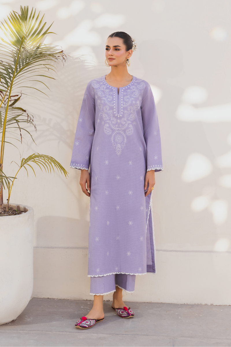 LILAC EMBROIDERED LAWN SET