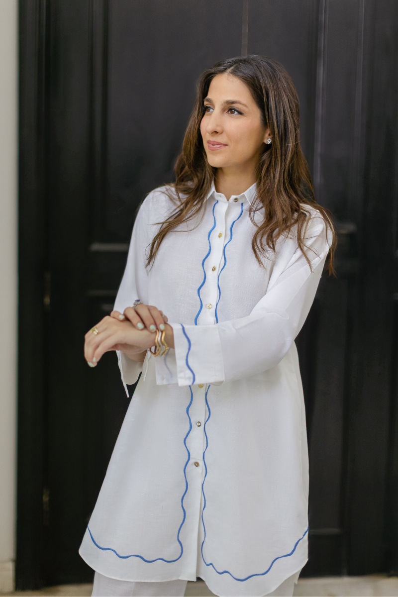 WHITE EMBROIDERED IRISH LINEN SET