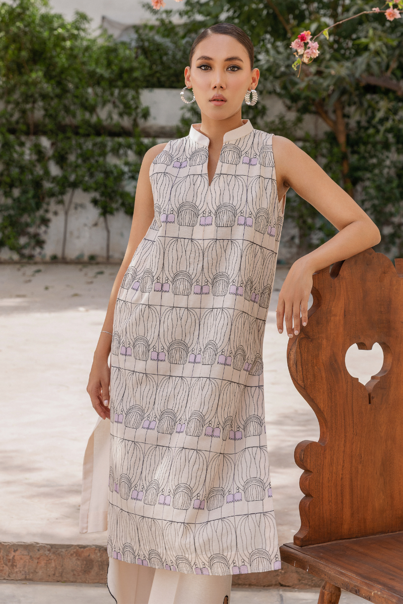 PEACH EMBROIDERED LAWN SET