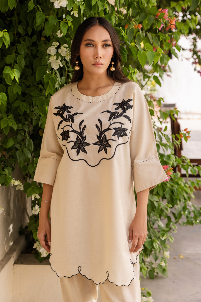 CREAM EMBROIDERED LAWN SET