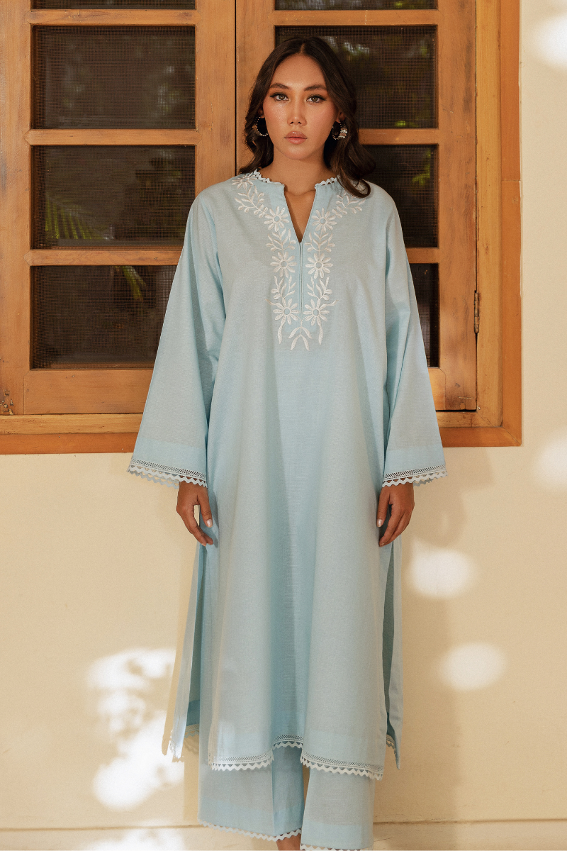 LIGHT BLUE EMBROIDERED LAWN SET
