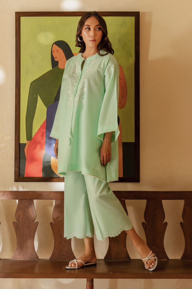 MINT GREEN EMBROIDERED LAWN SET