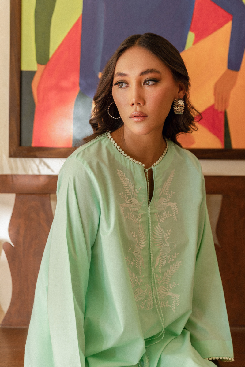 MINT GREEN EMBROIDERED LAWN SET