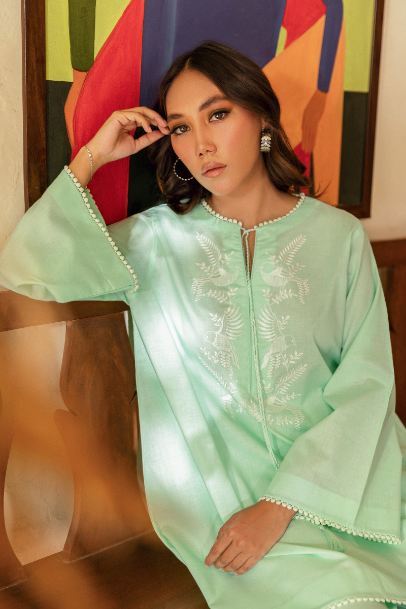 MINT GREEN EMBROIDERED LAWN SET
