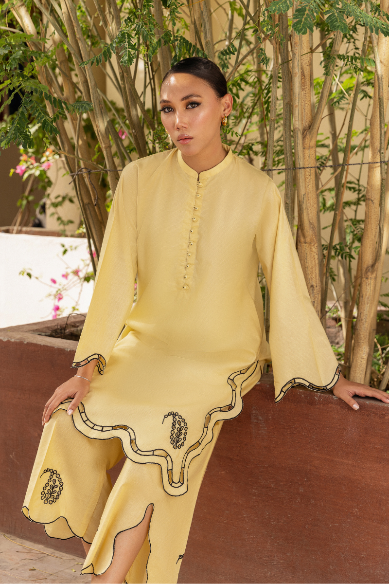MUSTARD EMBROIDERED LAWN SET