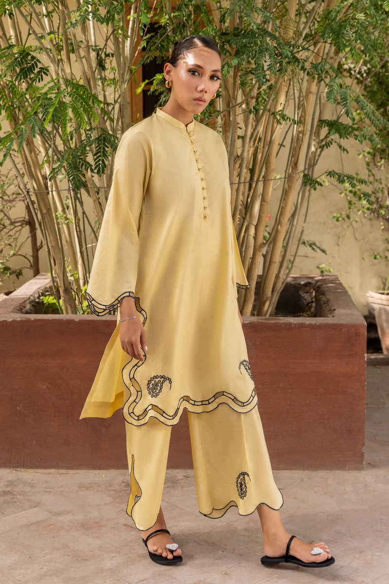 MUSTARD EMBROIDERED LAWN SET