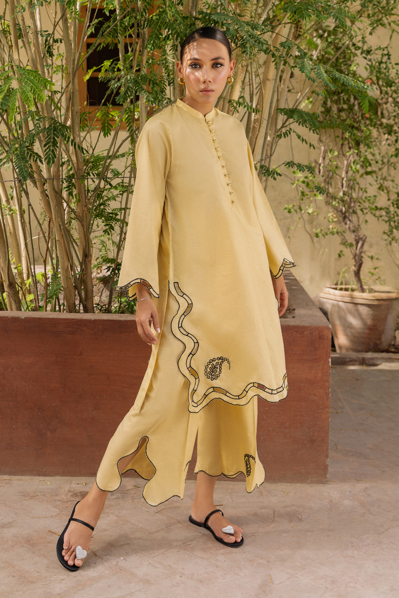 MUSTARD EMBROIDERED LAWN SET