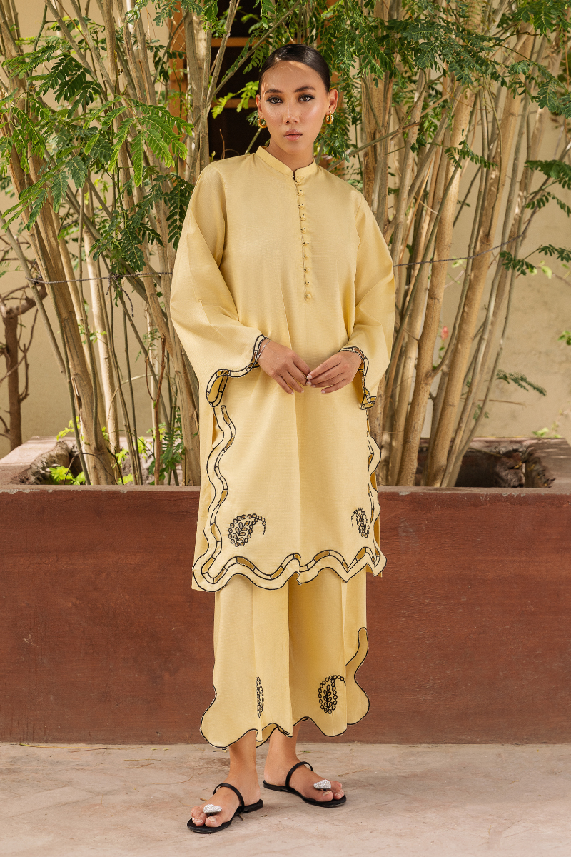 MUSTARD EMBROIDERED LAWN SET
