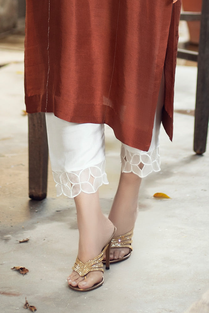 Raw Silk Straight Pant