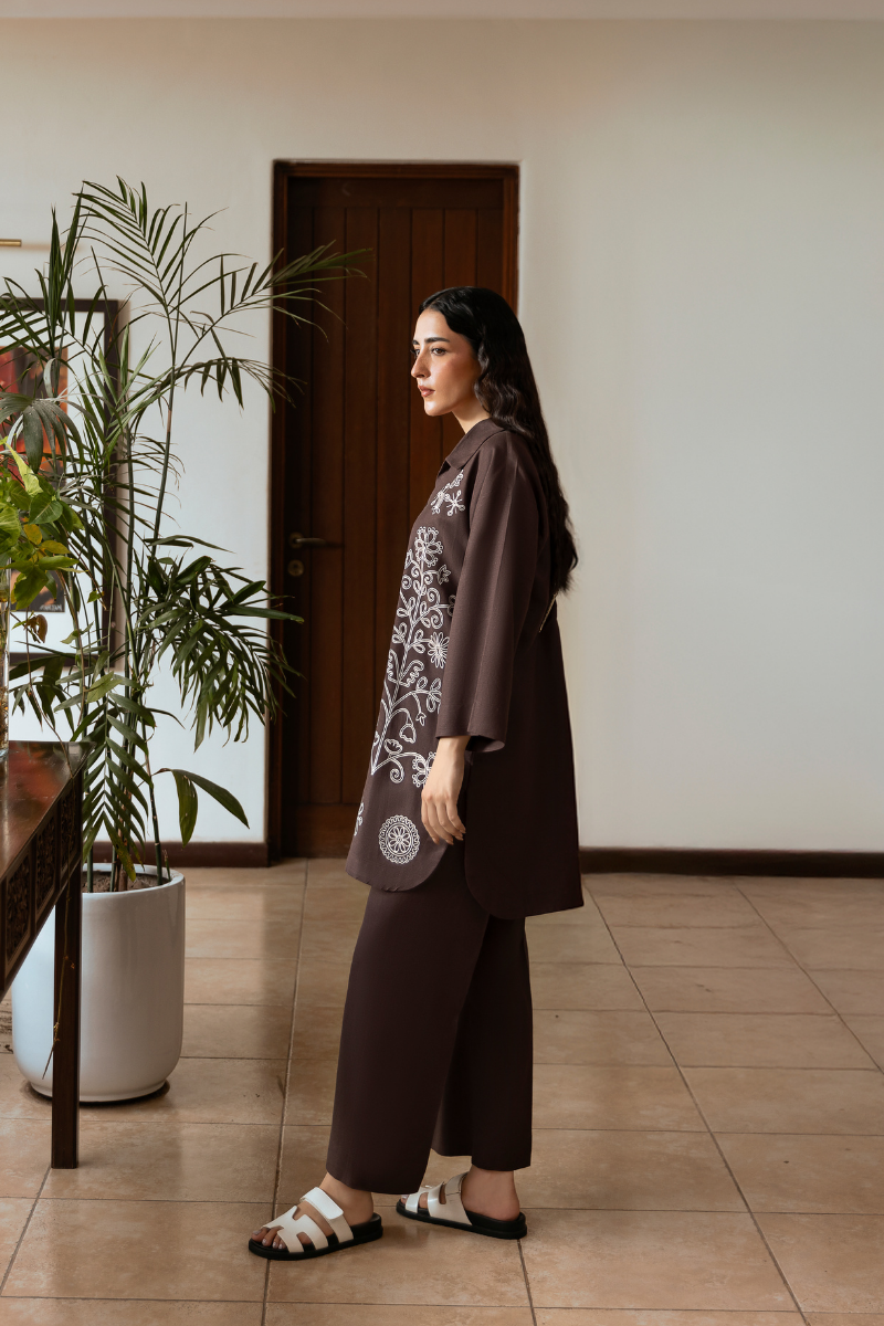 Chocolate Brown Linen Co-Ord Set