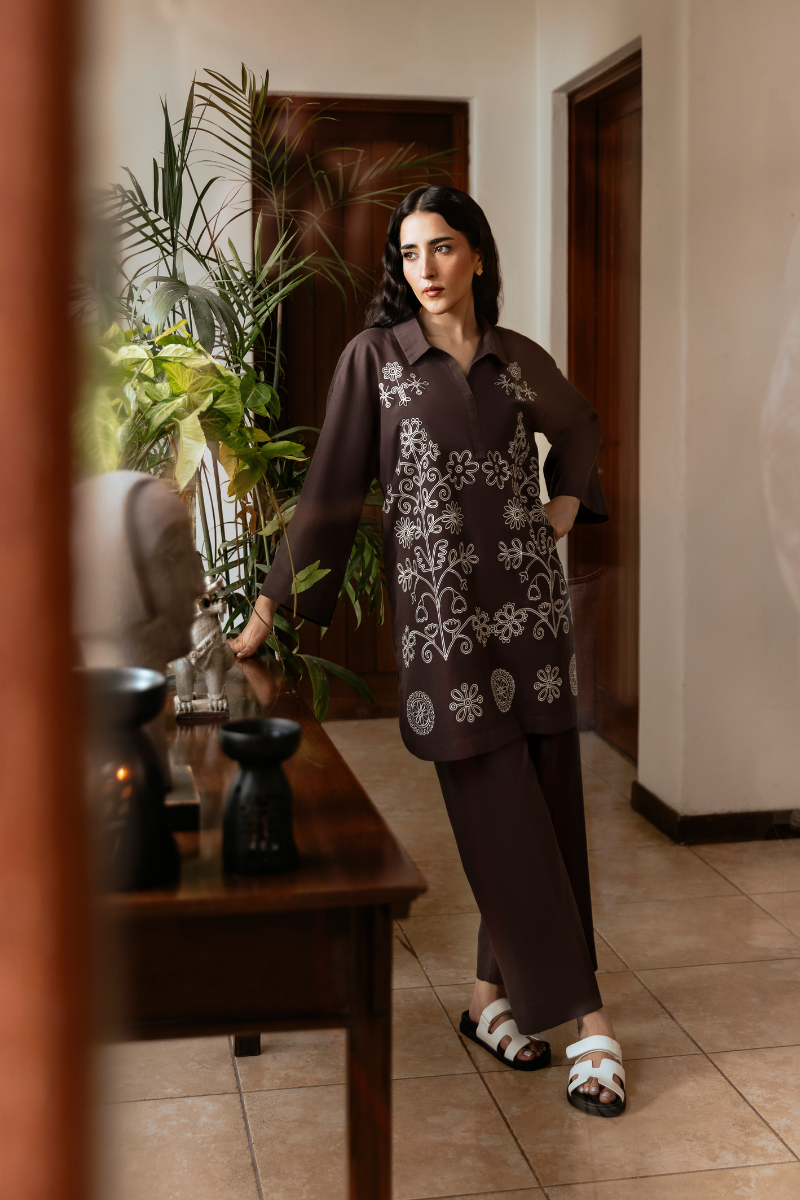 Chocolate Brown Linen Co-Ord Set
