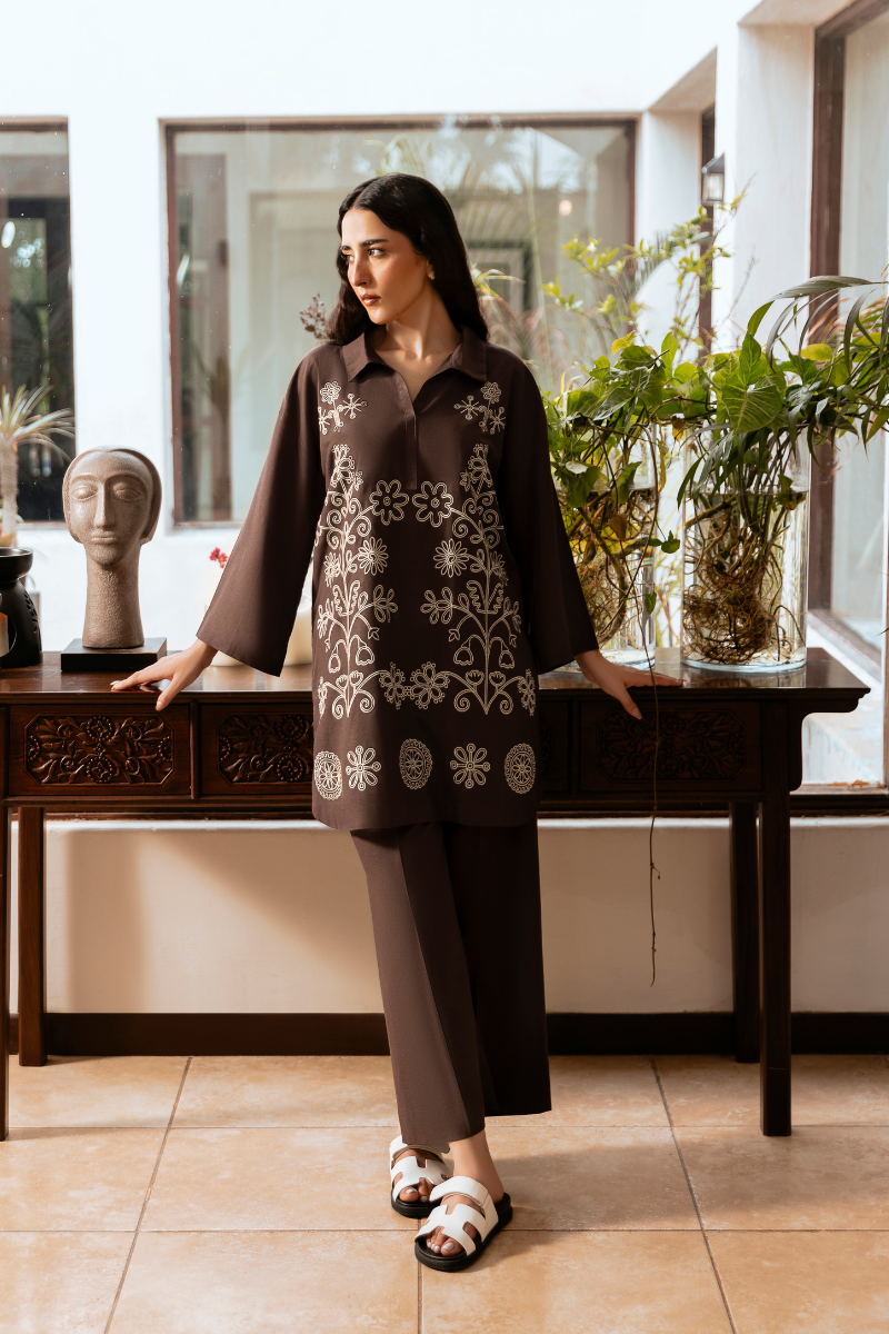 Chocolate Brown Linen Co-Ord Set