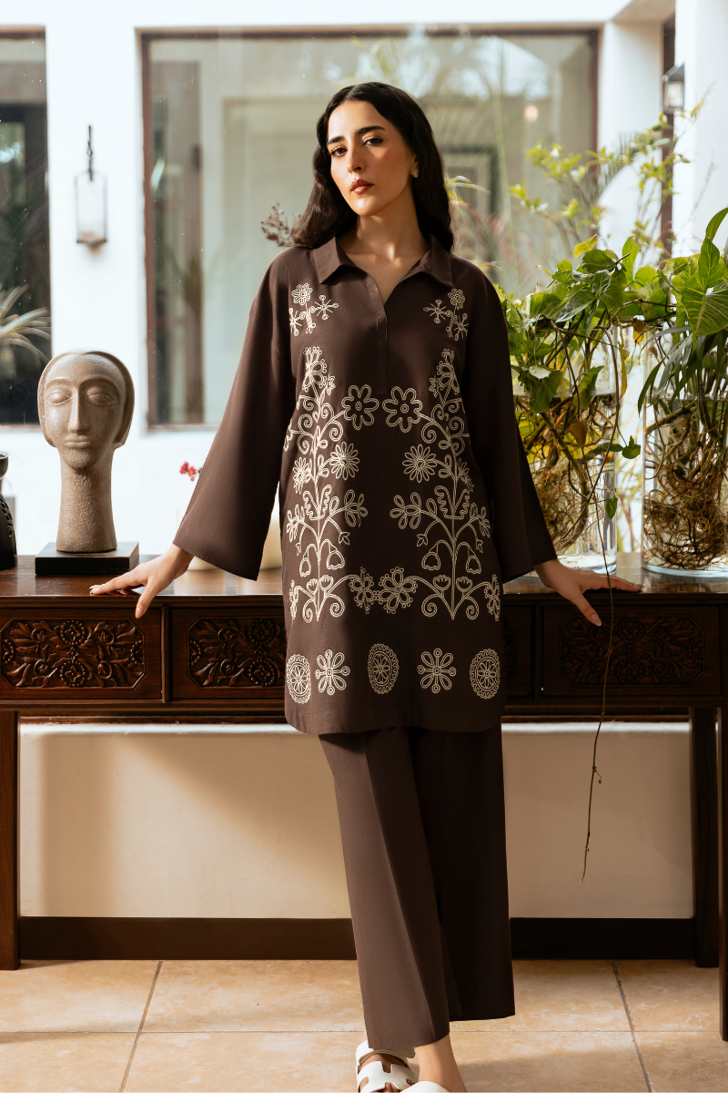 Chocolate Brown Linen Co-Ord Set