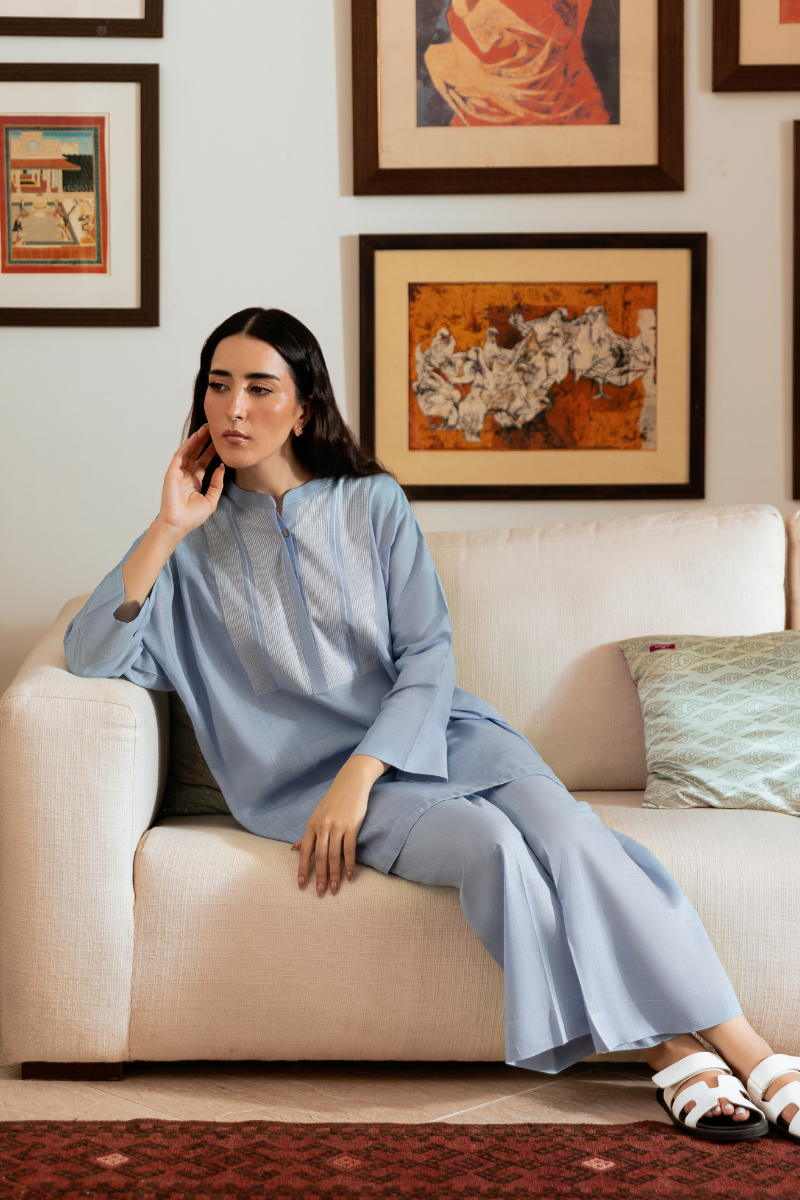 SKY BLUE IRISH LINEN CO-ORD SET