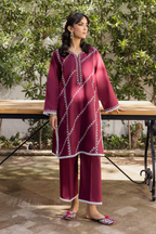 MAROON EMBROIDERED LAWN SET