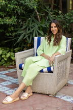 LIGHT GREEN EMBROIDERED LINEN SET