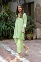 LIGHT GREEN EMBROIDERED LINEN SET