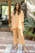 LIGHT ORANGE EMBROIDERED LINEN SET
