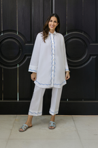WHITE LINEN EMBROIDERED SET