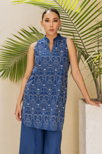 BLUE EMBROIDERED LAWN SET