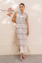PEACH EMBROIDERED LAWN SET