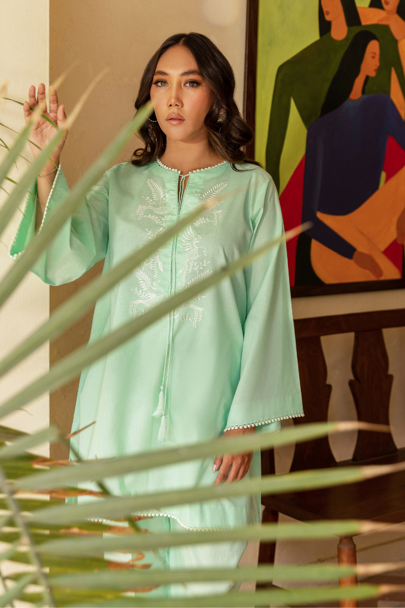 MINT GREEN EMBROIDERED LAWN SET